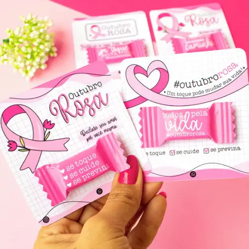 20 Cards com Bala Outubro Rosa