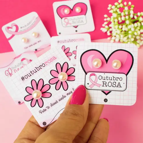 20 Cards com Brinco Outubro Rosa