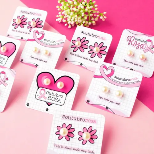 20 Cards com Brinco Outubro Rosa