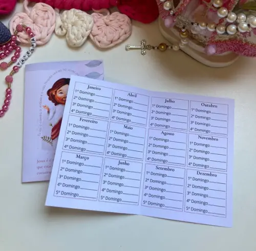 20 Cartões Presença na Missa Personalizado
