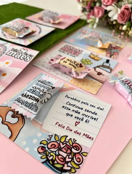 25 Card com Bala Dia das Mães