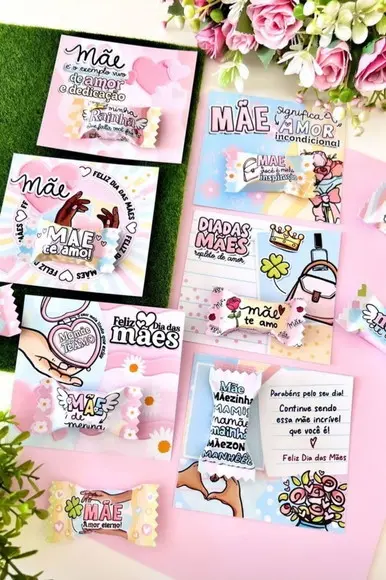 25 Card com Bala Dia das Mães