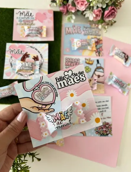 25 Card com Bala Dia das Mães