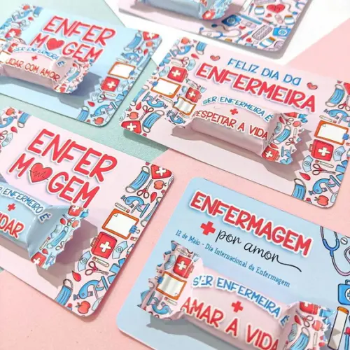 30 Card com Bala Dia da Enfermagem