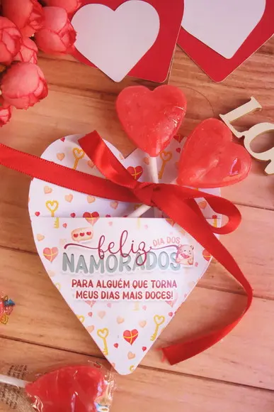 30 Card Pirulito Formato Coração