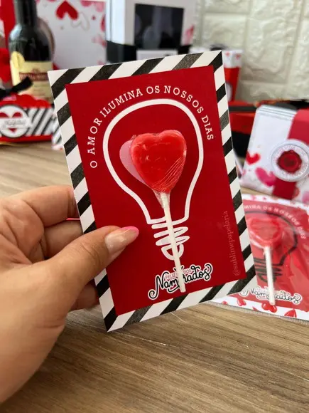 30 Cards Dia dos Namorados com Pirulito