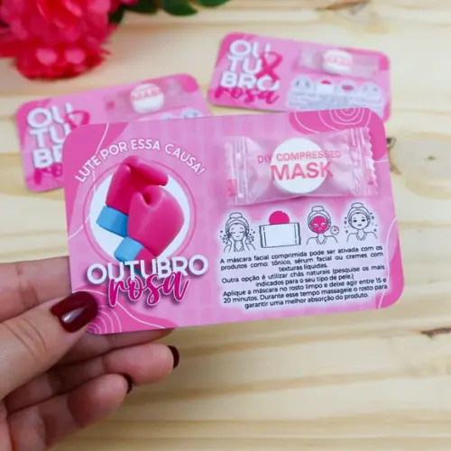30 Cards Máscara Facial Outubro Rosa