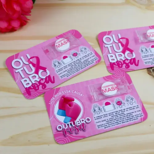 30 Cards Máscara Facial Outubro Rosa