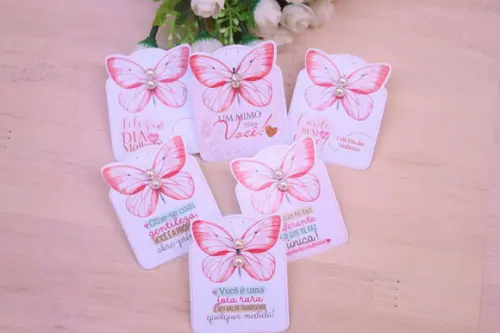 50 Cards com Brinco Pérola Dia das Mulheres