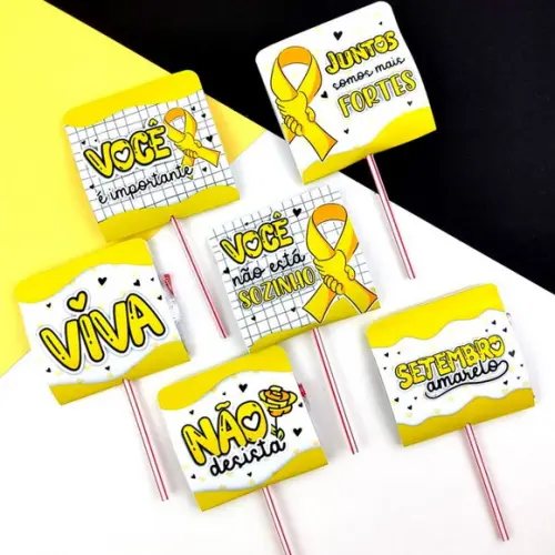 50 Pirulitos Personalizado Setembro Amarelo