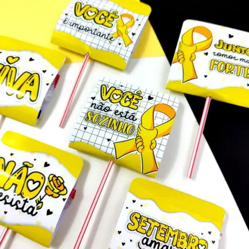 50 Pirulitos Personalizado Setembro Amarelo