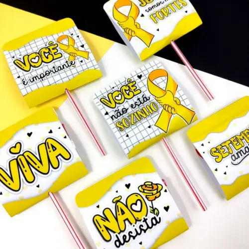 50 Pirulitos Personalizado Setembro Amarelo