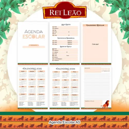 Agenda Escolar 2024 Rei Leão