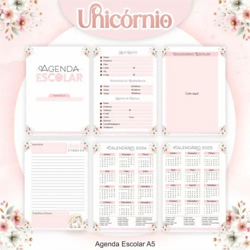Agenda Escolar Personalizada Unicórnio 2024