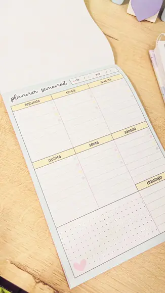 Bloco de Planner Semanal Cute