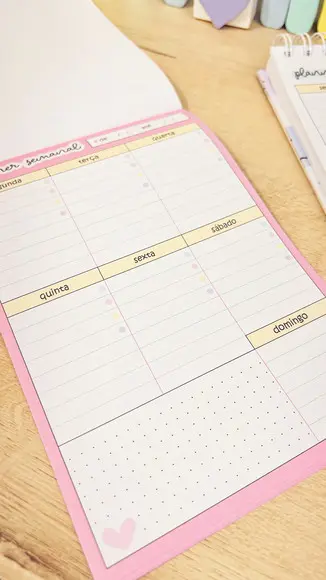 Bloco de Planner Semanal Cute