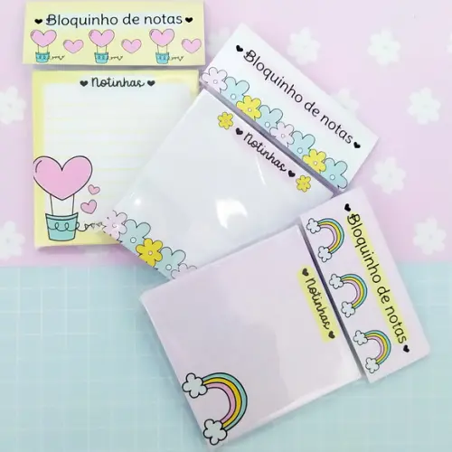 Trio de Bloquinhos de Anotações Cute/fofa