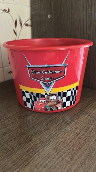 Balde de Pipoca Personalizado Carros