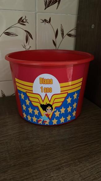 Balde de Pipoca Personalizado Mulher Maravilha