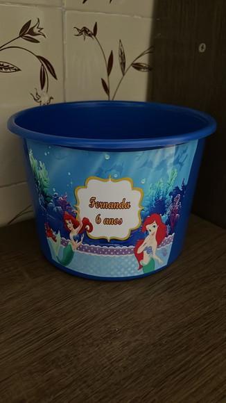 Balde de Pipoca Personalizado Pequena Sereia