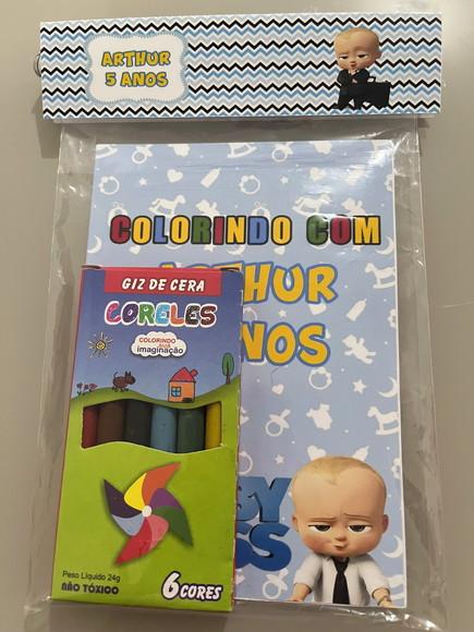 Kit para Colorir Revistinha c/ Giz de Cera Poderoso Chefinho
