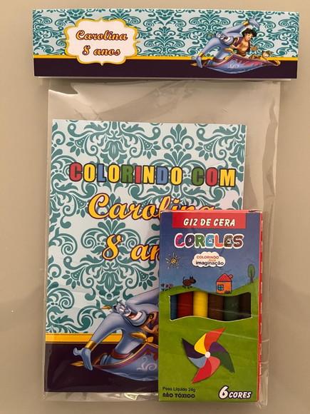 Kit para Colorir Revistinha com Giz de Cera Aladdin