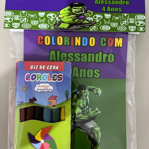 Kit para Colorir Revistinha com Giz de Cera Hulk