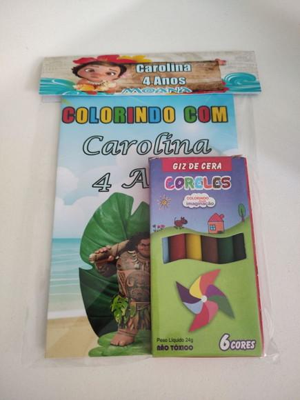 Kit para Colorir Revistinha com Giz de Cera Moana