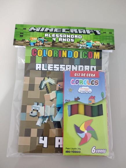Kit para Colorir Revistinha com Giz de Cera Minecraft