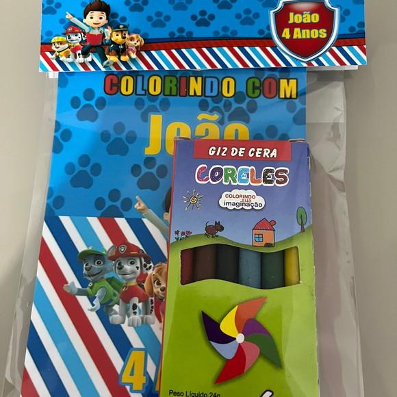 Kit para Colorir Revistinha com Giz de Cera Patrulha Canina