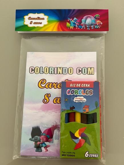 Kit para Colorir Revistinha com Giz de Cera Trolls