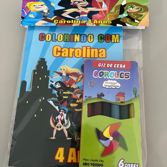 Kit para Colorir Revistinha com Giz de Cera Super Hero Girls