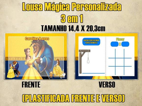 Lousa Mágica Personalizada 3 em 1 Bela e Fera (plastificada)