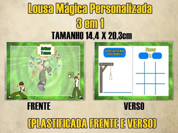 Lousa Mágica Personalizada 3 em 1 Ben 10 (plastificada)