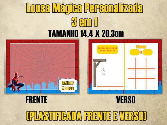 Lousa Mágica Personalizada 3 em 1 Homem Aranha(plastificada)