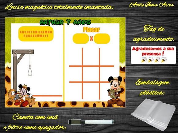 Lousa Magnética + J.v + Forca Mickey Safari com Embalagem