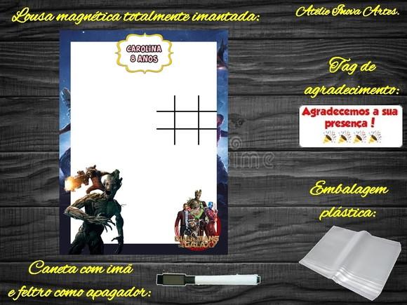 Lousa Magnética + J.v Guardiões da Galáxia com Embalagem