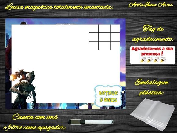 Lousa Magnética + J.v Guardiões da Galáxia com Embalagem