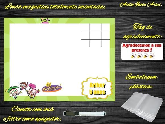 Lousa Magnética + J.v Padrinhos Mágicos com Embalagem