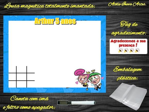 Lousa Magnética + J.v Padrinhos Mágicos com Embalagem
