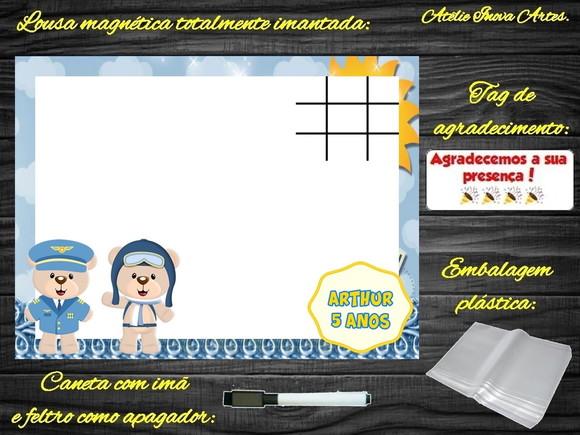 Lousa Magnética + J.v Ursinho Aviador com Embalagem
