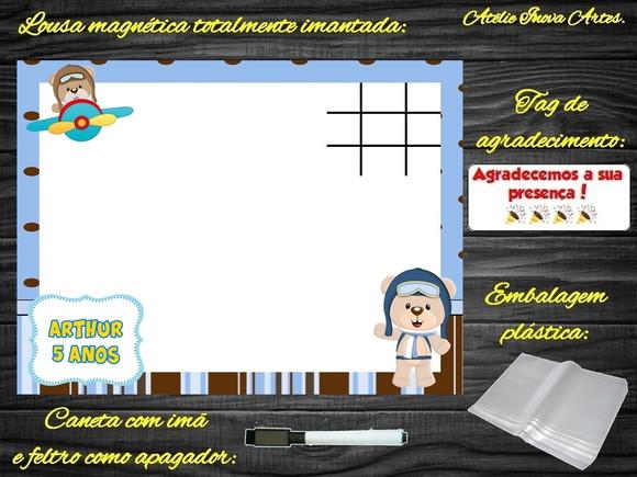 Lousa Magnética + J.v Ursinho Aviador com Embalagem
