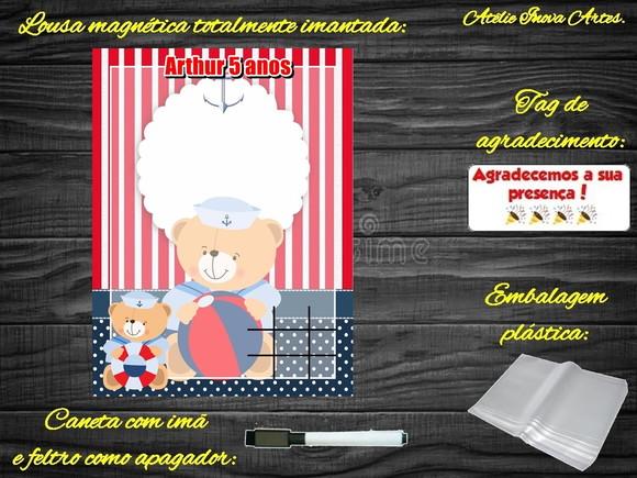 Lousa Magnética + J.v Ursinho Marinheiro com Embalagem
