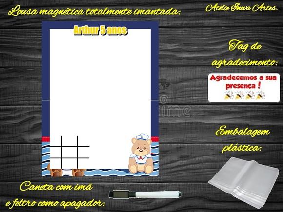 Lousa Magnética + J.v Ursinho Marinheiro com Embalagem