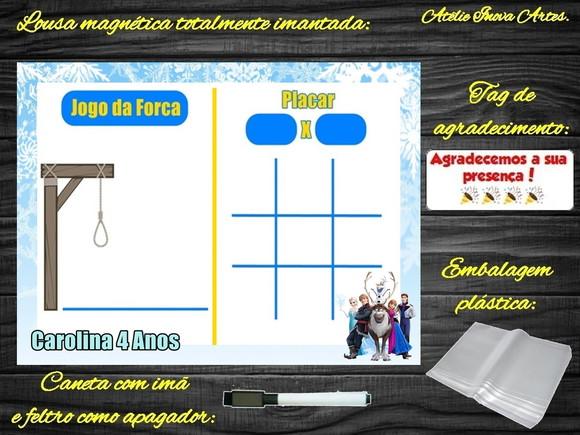 Lousa Magnética + Jogo da Velha + Forca Frozen com Embalagem