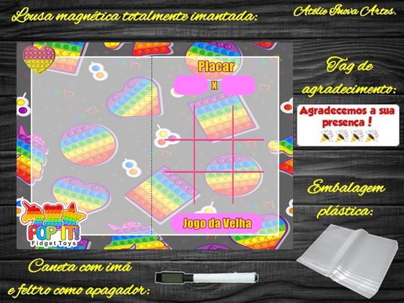 Lousa Magnética + Jogo da Velha + Forca Pop It com Embalagem