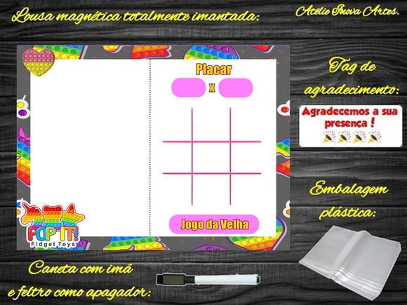 Lousa Magnética + Jogo da Velha + Forca Pop It com Embalagem