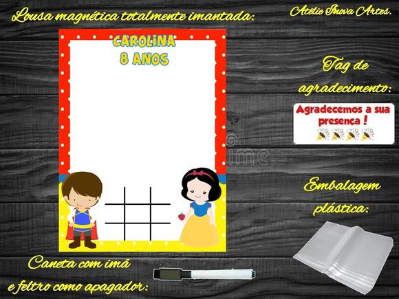 Lousa Magnética + Jogo da Velha a Branca de Neve c Embalagem