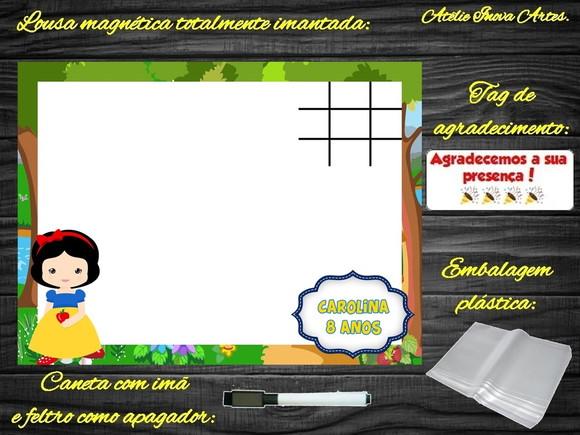 Lousa Magnética + Jogo da Velha a Branca de Neve c Embalagem
