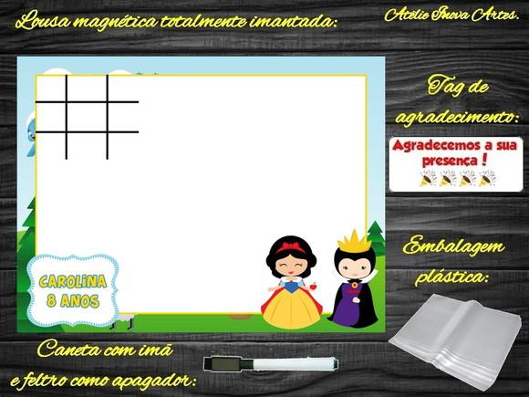 Lousa Magnética + Jogo da Velha a Branca de Neve c Embalagem